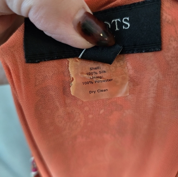 Vintage Talbots Sz 8 100% Silk Skirt Orange Yellow Lined Maxi Paisley Fit Flare - Picture 5 of 5